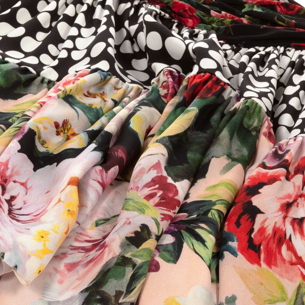 Dolce Gabbana Robe fleurie noire en soie Ado Childrensalon Outlet