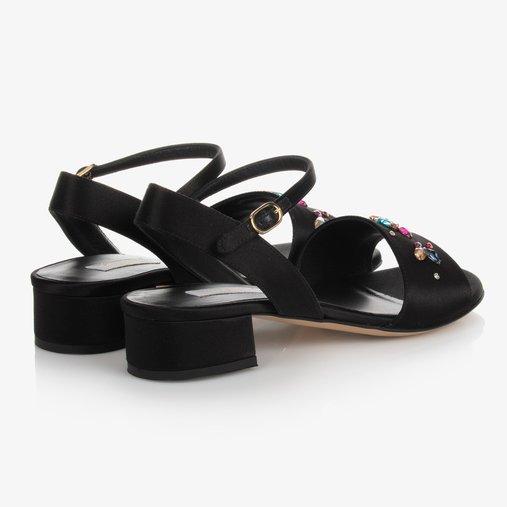 Dolce & Gabbana-Teen Black Jewelled Sandals | Childrensalon Outlet