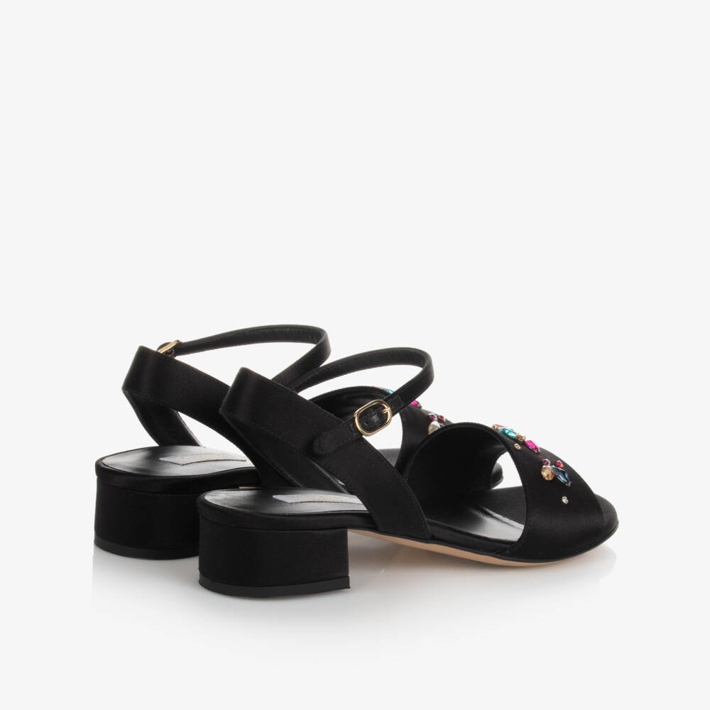 Dolce & Gabbana-Teen Black Jewelled Sandals | Childrensalon Outlet