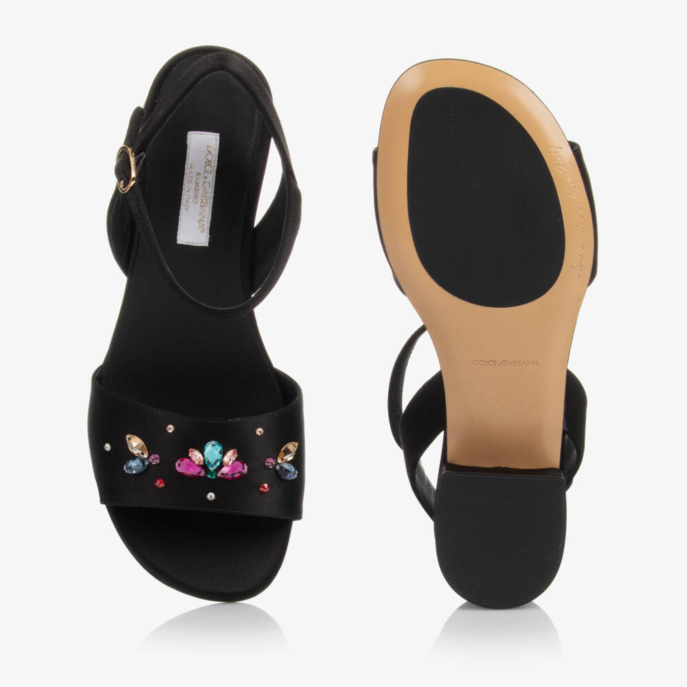 Dolce & Gabbana-Teen Black Jewelled Sandals | Childrensalon Outlet