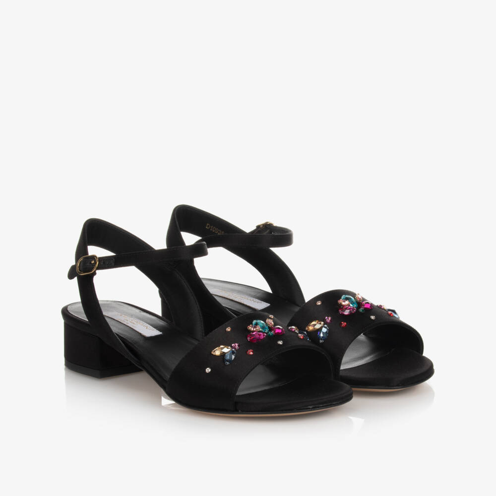 Dolce & Gabbana-Черные сандалии со стразами для подростков | Childrensalon Outlet