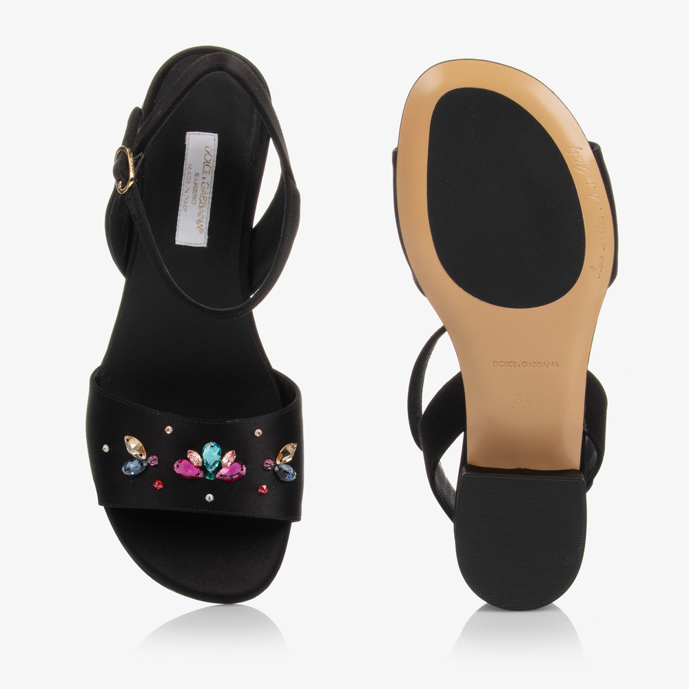 Dolce & Gabbana-Teen Black Jewelled Sandals | Childrensalon Outlet