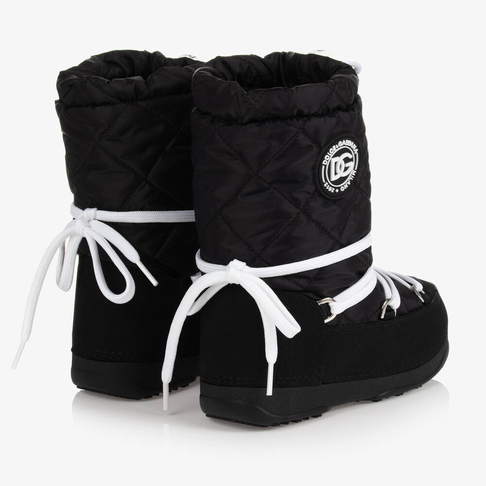 Dolce Gabbana Teen Black Logo Snow Boots Childrensalon Outlet