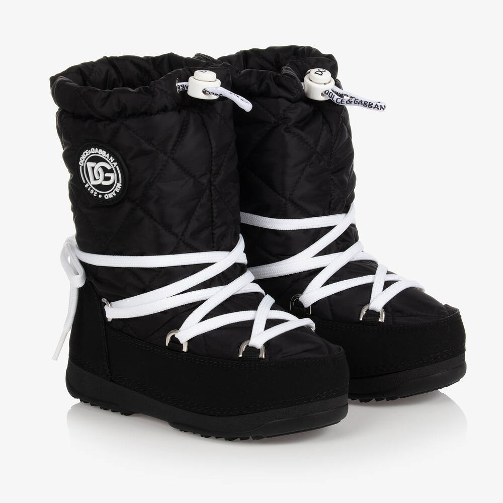 Dolce & Gabbana - Teen Black Logo Snow Boots | Childrensalon