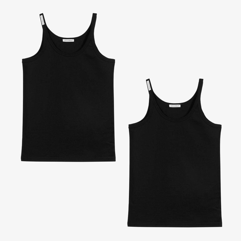 Dolce & Gabbana - Teen Black Logo Vests (2 Pack) | Childrensalon