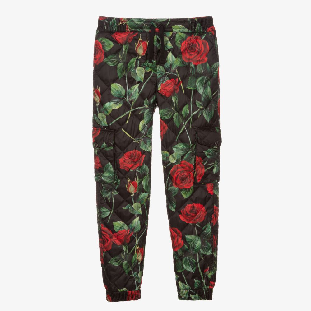 Dolce & Gabbana - Teen Black Rose Quilt Trousers | Childrensalon