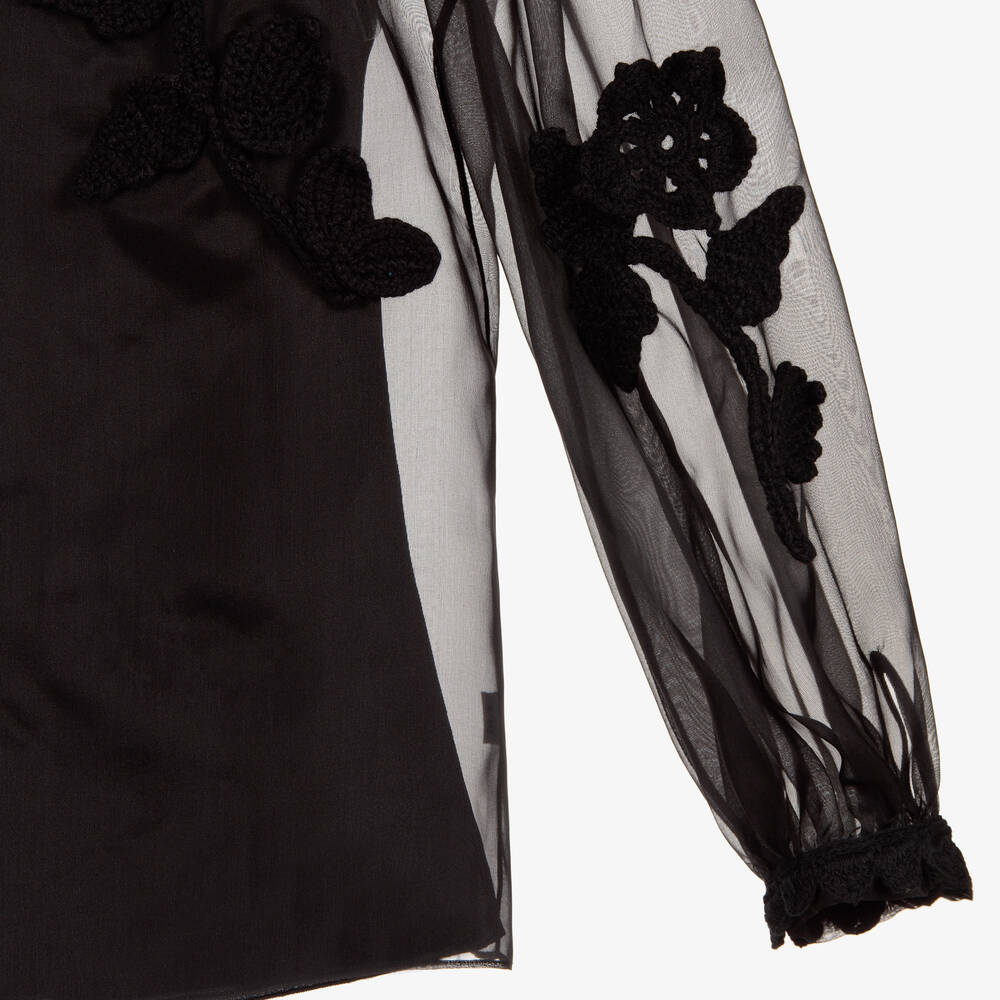 Dolce & Gabbana-Teen Black Silk Organza Blouse | Childrensalon Outlet