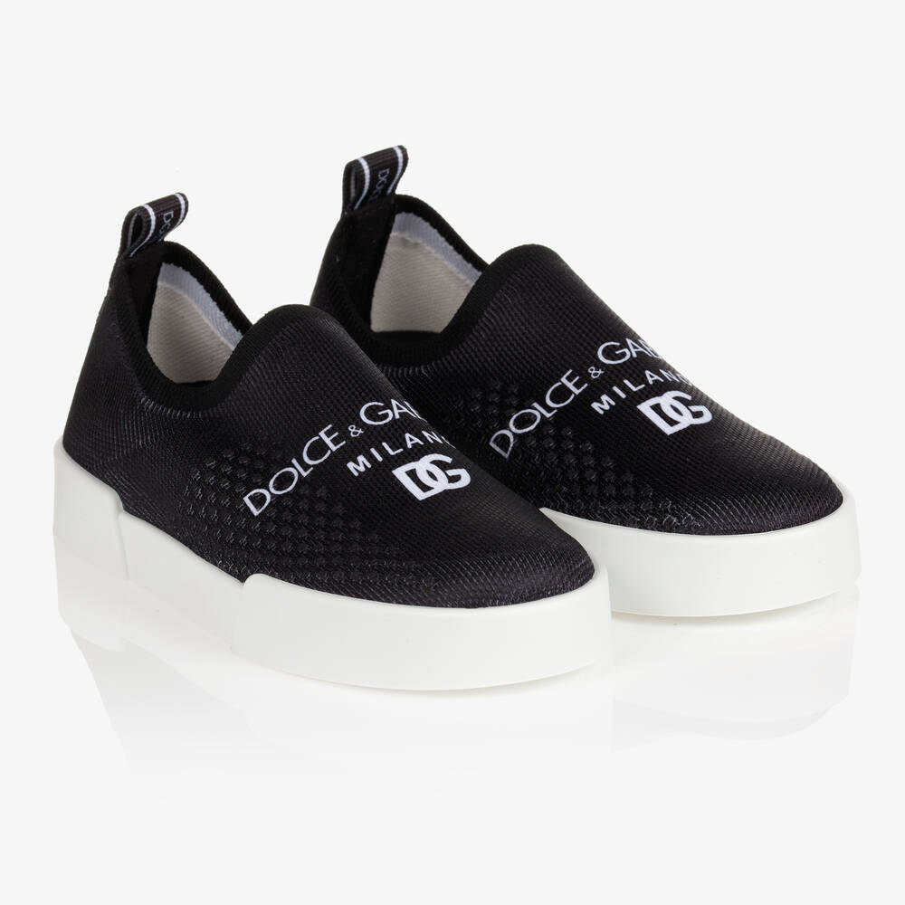 Dolce & Gabbana - Черные кроссовки-слипоны для подростков | Childrensalon