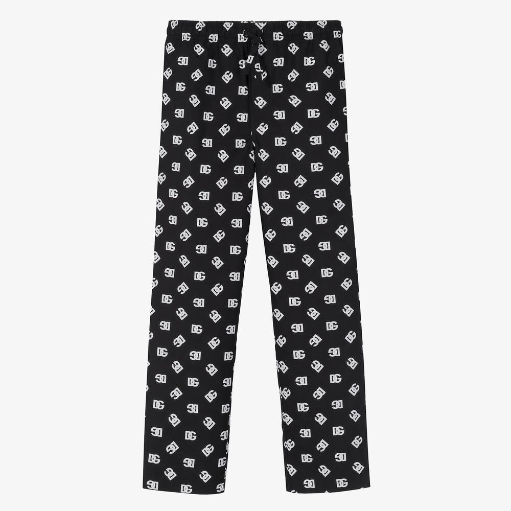 Dolce & Gabbana-Teen Black & White DG Logo Trousers | Childrensalon Outlet