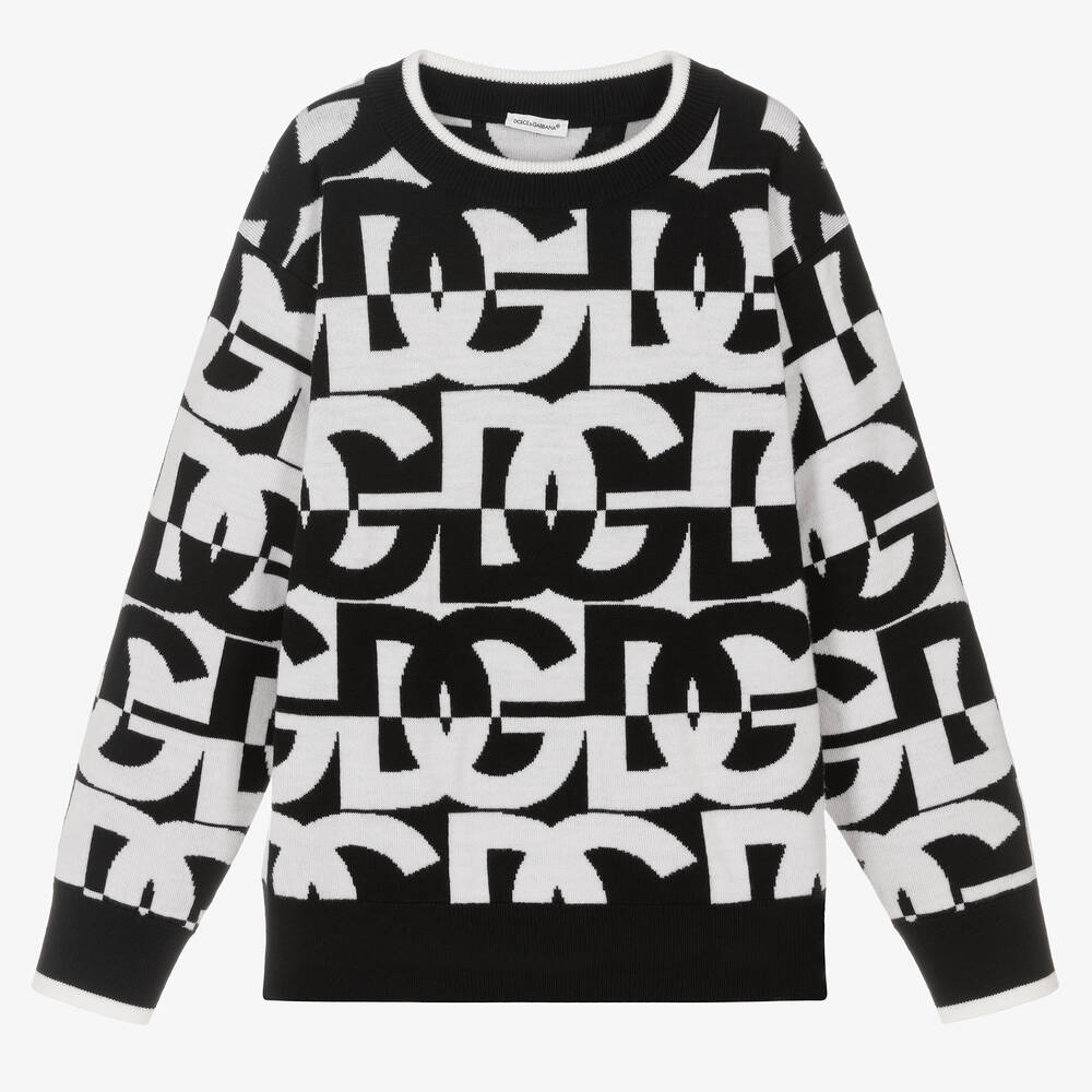 Dolce & Gabbana - Черно-белый шерстяной свитер для подростков | Childrensalon