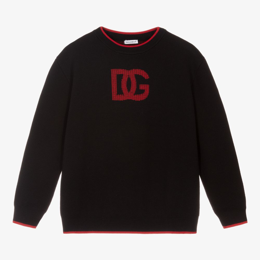 Dolce & Gabbana - Teen Black Wool Logo Sweater | Childrensalon