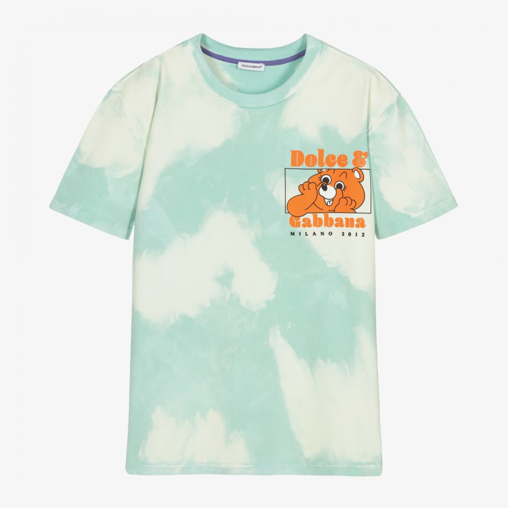 Dolce & Gabbana - Teen Blue Clouds Logo T-Shirt | Childrensalon