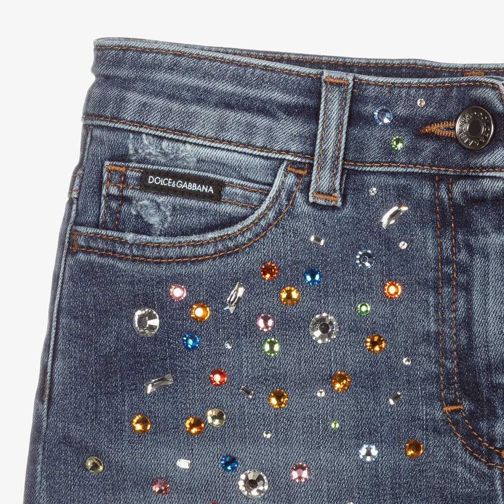 Dolce & Gabbana-تنورة تينز قطن دنيم لون أزرق | Childrensalon Outlet