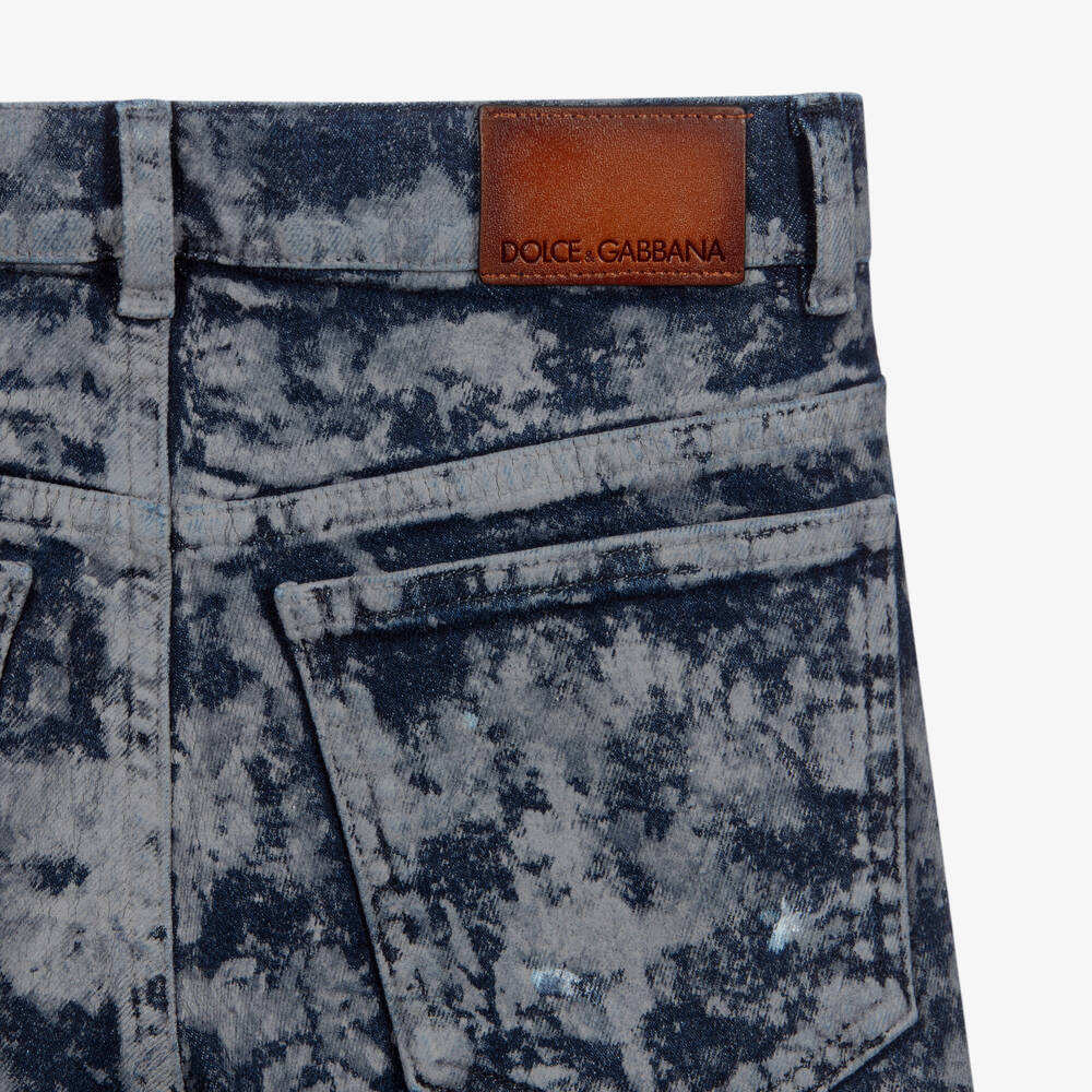 Dolce & Gabbana-Teen Blue Denim Logo Shorts | Childrensalon Outlet