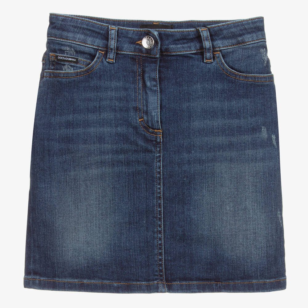 Dolce & Gabbana - Teen Blue Denim Logo Skirt  | Childrensalon