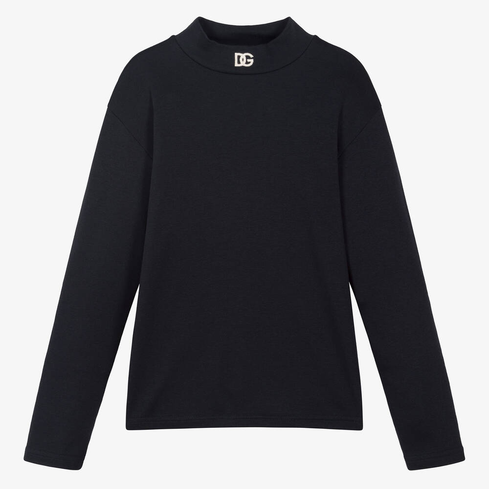 Dolce & Gabbana-Teen Blue DG Turtleneck Top | Childrensalon Outlet