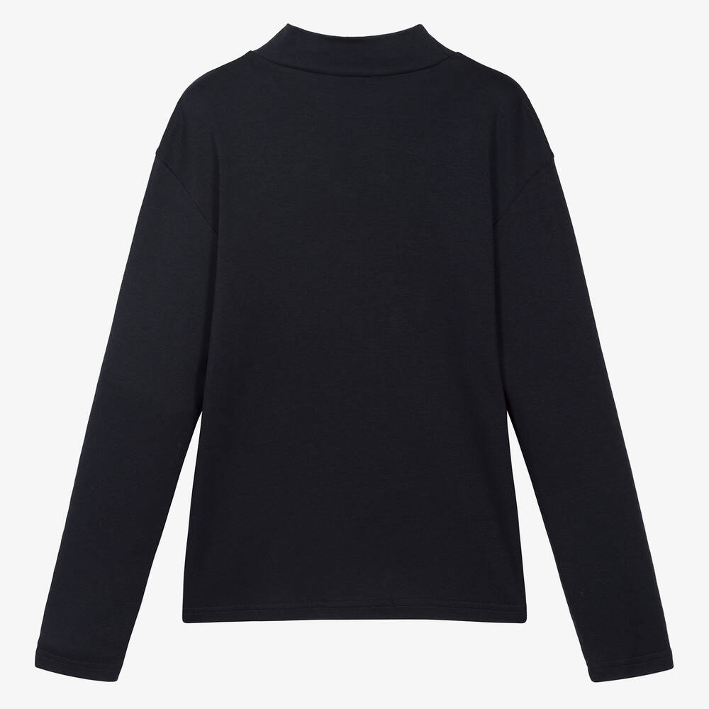 Dolce & Gabbana-توب بياقة عالية تينز مزيج قطن ومودال لون كحلي | Childrensalon Outlet