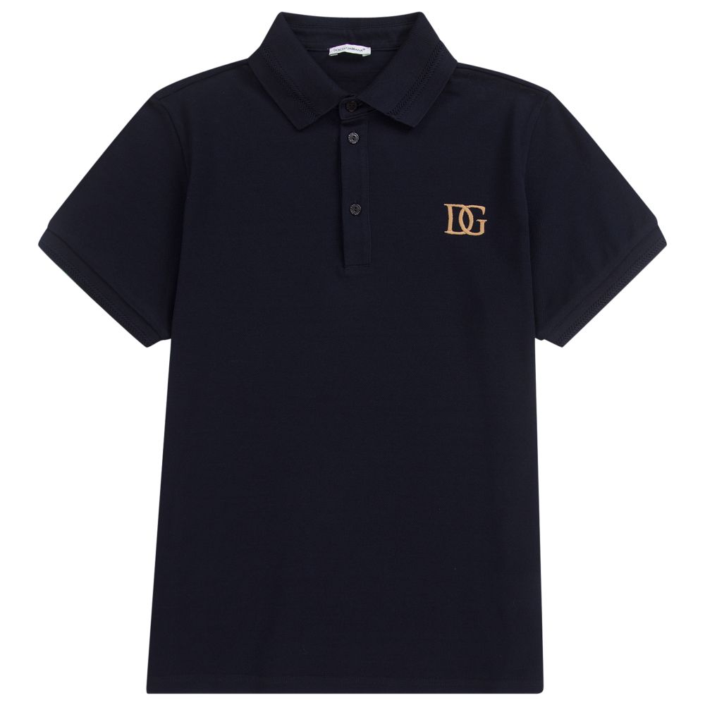 Dolce Gabbana Teen Blue Logo Polo Shirt Childrensalon Outlet