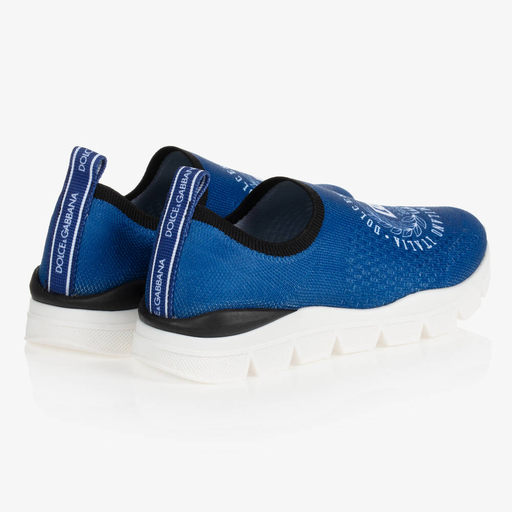 Dolce Gabbana Teen Blue Logo Slip On Trainers