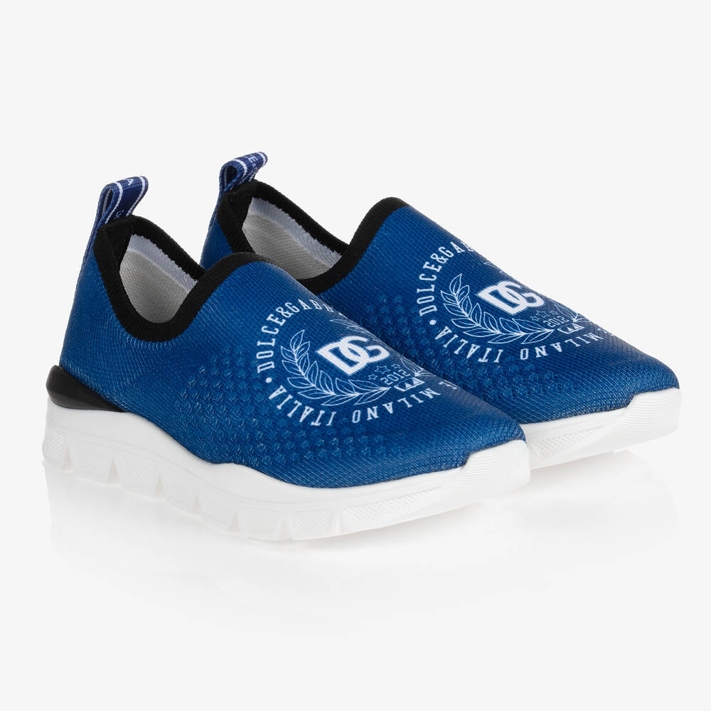 Dolce & Gabbana - Синие кроссовки-слипоны для подростков | Childrensalon