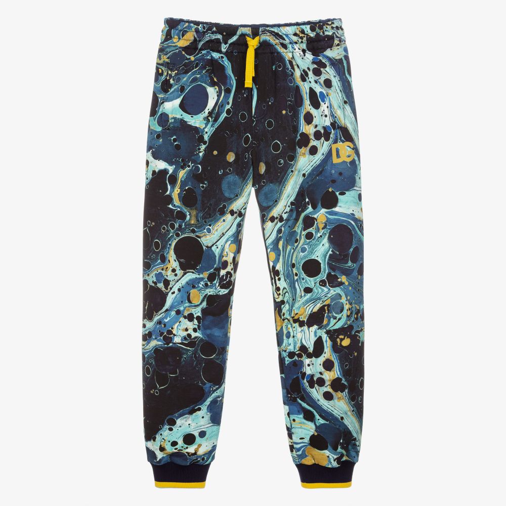 Dolce & Gabbana-Teen Blue Marble Logo Joggers | Childrensalon Outlet