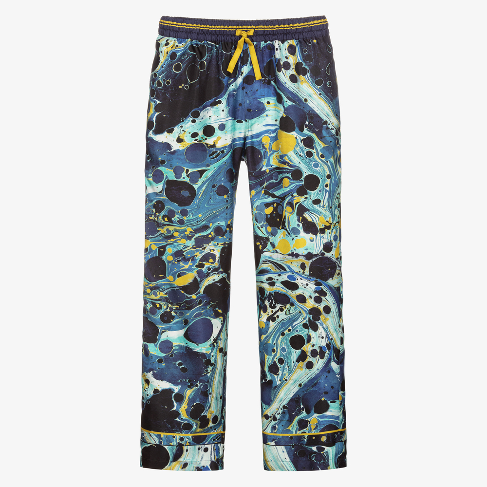 Dolce & Gabbana - Teen Blue Marble Silk Trousers | Childrensalon