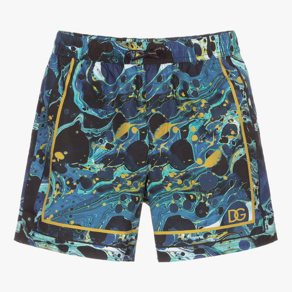 Dolce & Gabbana - Teen Blue Marble Swim Shorts | Childrensalon