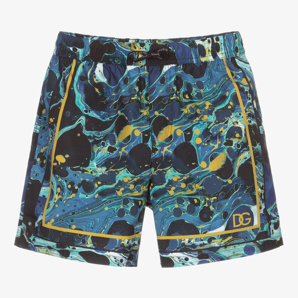 Dolce & Gabbana-Синие плавки-шорты с разводами для подростков | Childrensalon Outlet