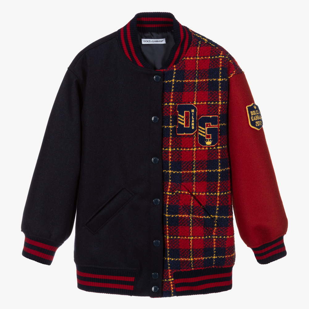 Dolce & Gabbana - Blaue Teen Bomberjacke aus Wolle | Childrensalon