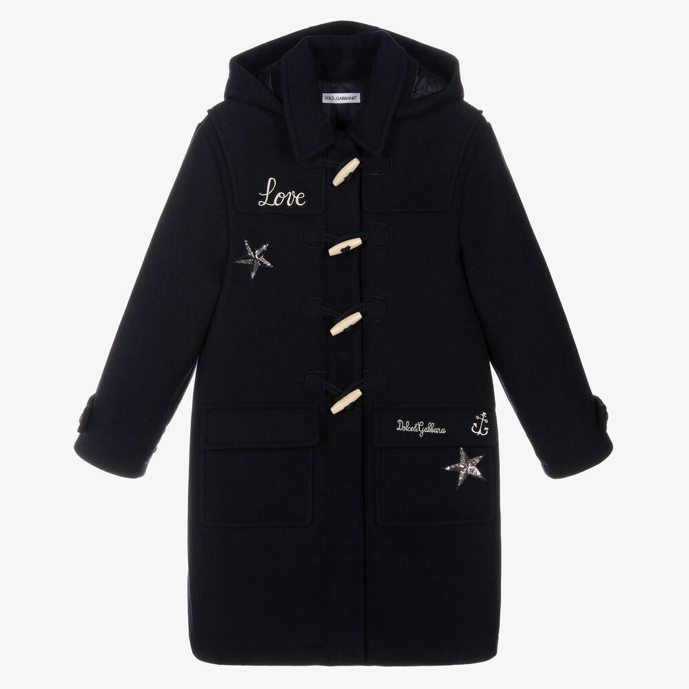 Dolce & Gabbana-Teen Blue Wool Duffle Coat  | Childrensalon Outlet
