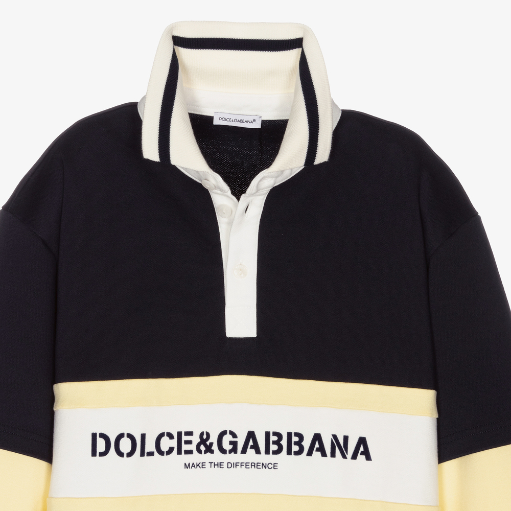 Dolce & Gabbana-Teen Blue & Yellow Polo Top | Childrensalon Outlet