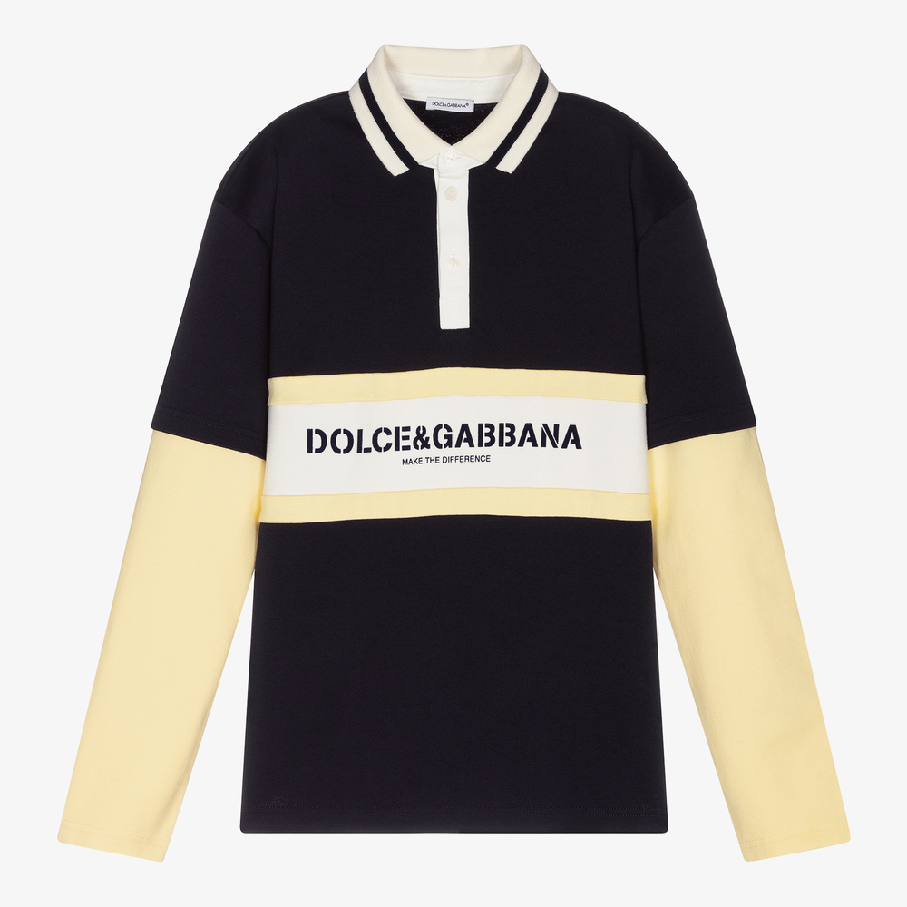 Dolce & Gabbana - Сине-желтый топ поло для подростков | Childrensalon
