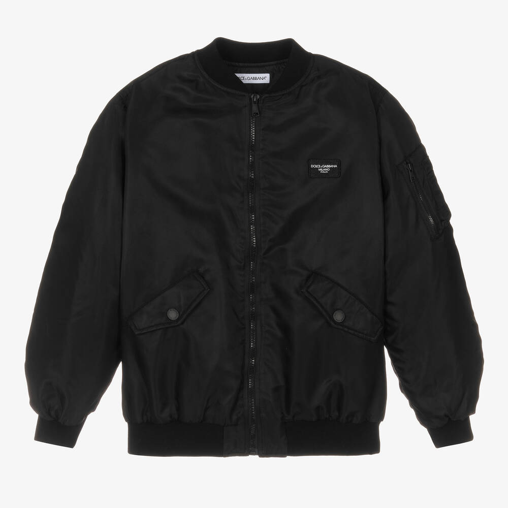 Dolce & Gabbana-Teen Boys Black Bomber Jacket  | Childrensalon Outlet