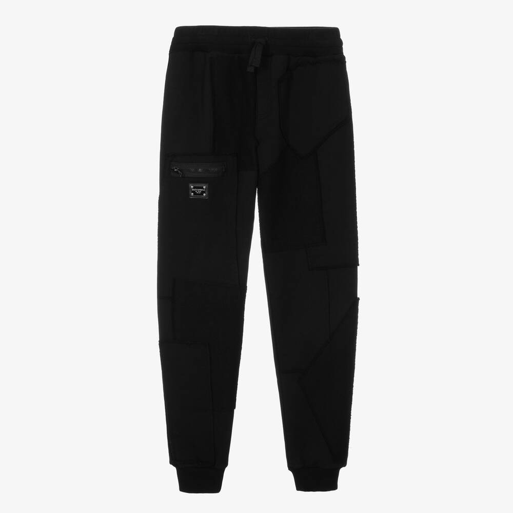 Dolce & Gabbana - Pantalon de jogging noir en coton | Childrensalon