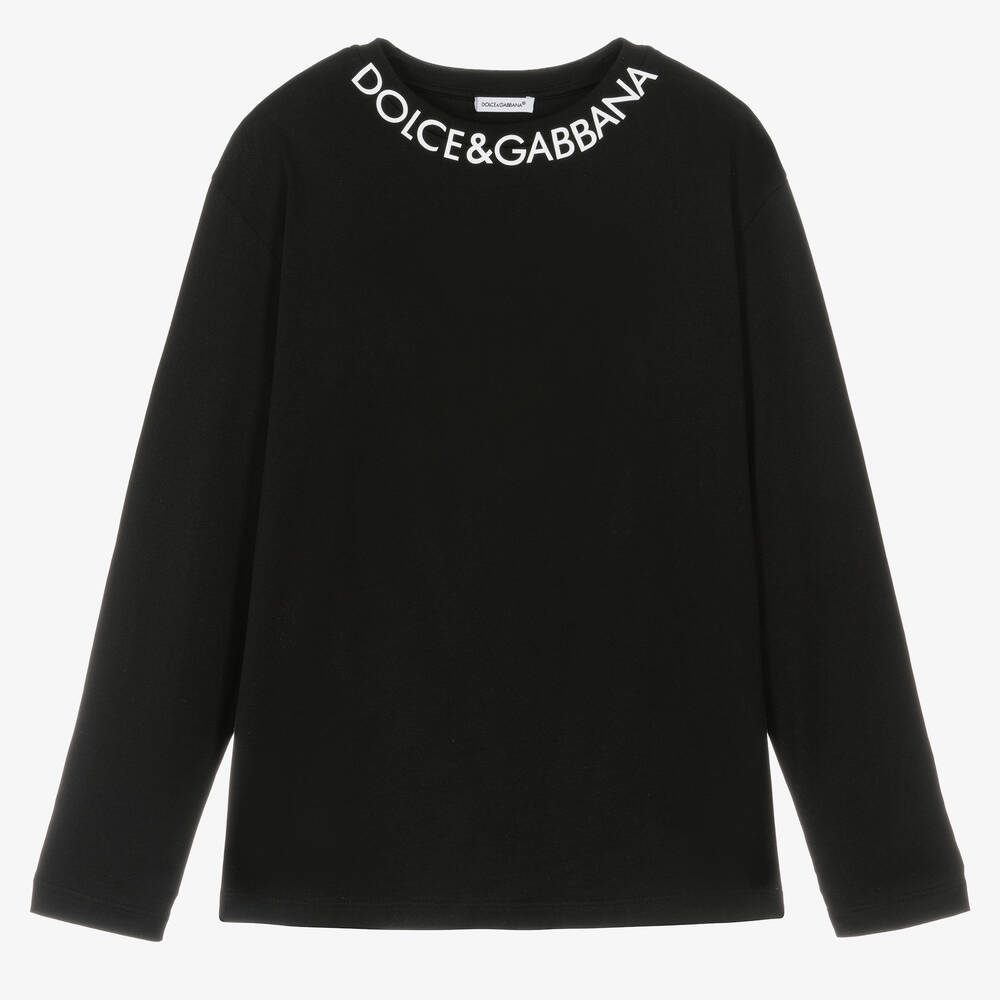 Dolce & Gabbana - توب تينز ولادي قطن جيرسي لون أسود | Childrensalon