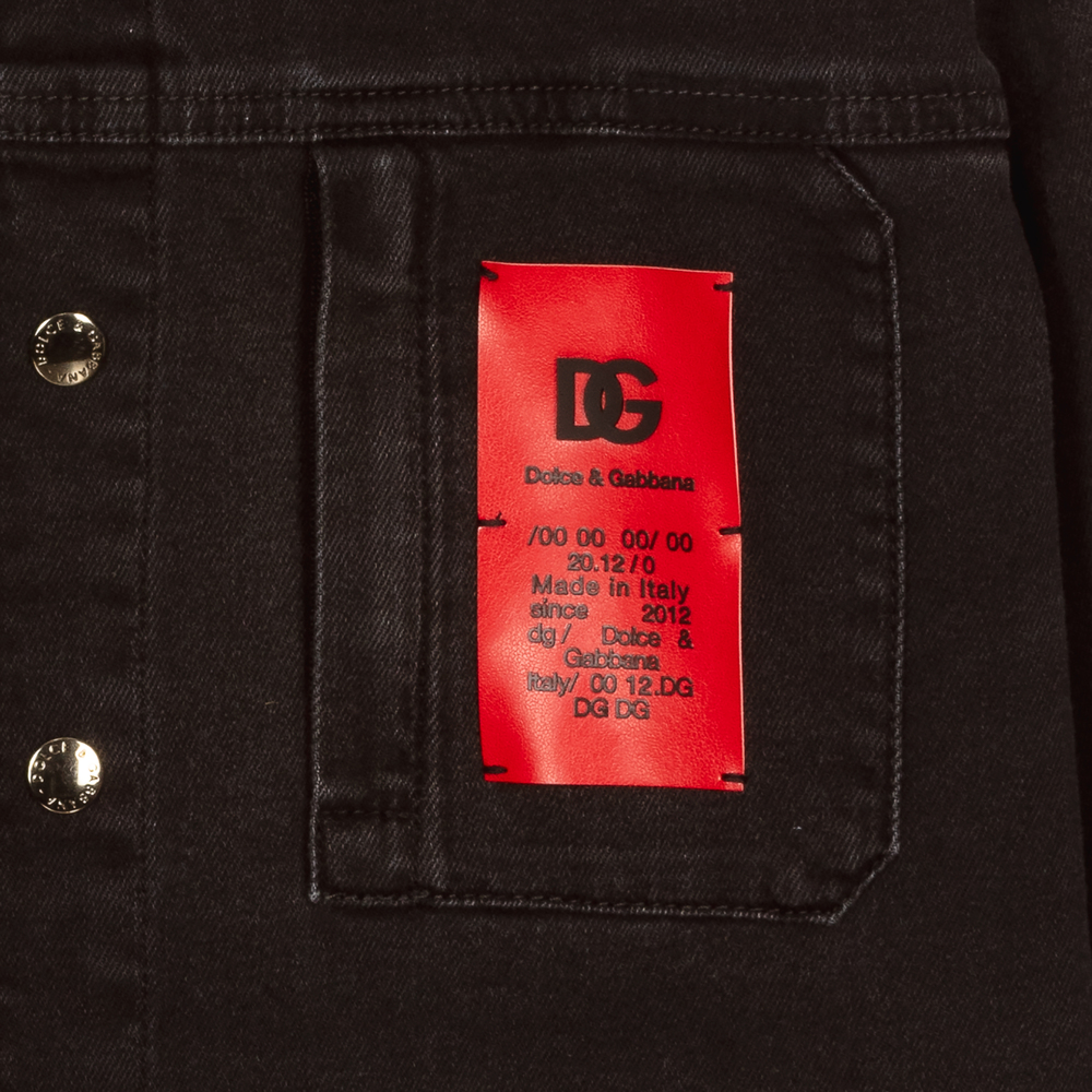 دولتشي آند غابانا-جاكيت تينز ولادي قطن دنيم لون أسود | Childrensalon Outlet