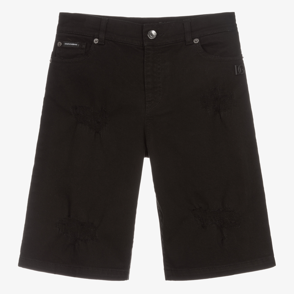 Teen Boys Black Denim Shorts