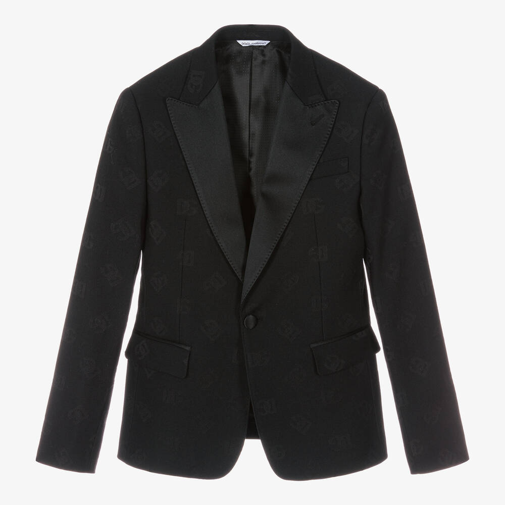 Dolce & Gabbana - Blazer noir en laine DG ado garçon | Childrensalon