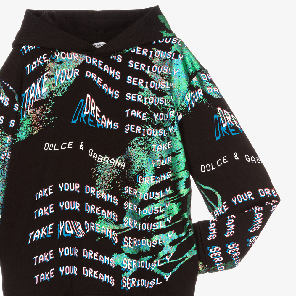 Dolce & Gabbana-Teen Boys Black Dreams Hoodie | Childrensalon Outlet