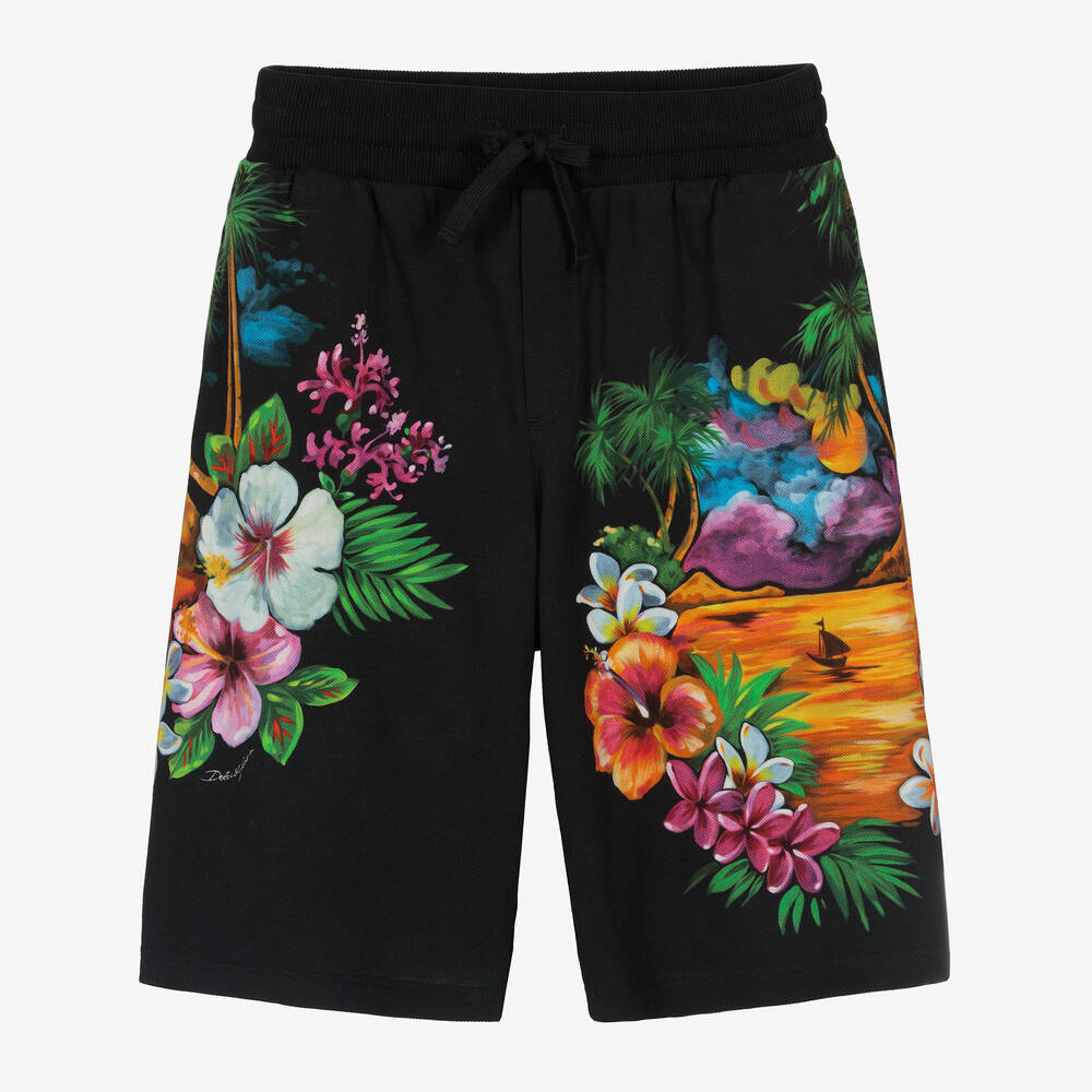 Dolce & Gabbana-Черные шорты с гавайским принтом | Childrensalon Outlet