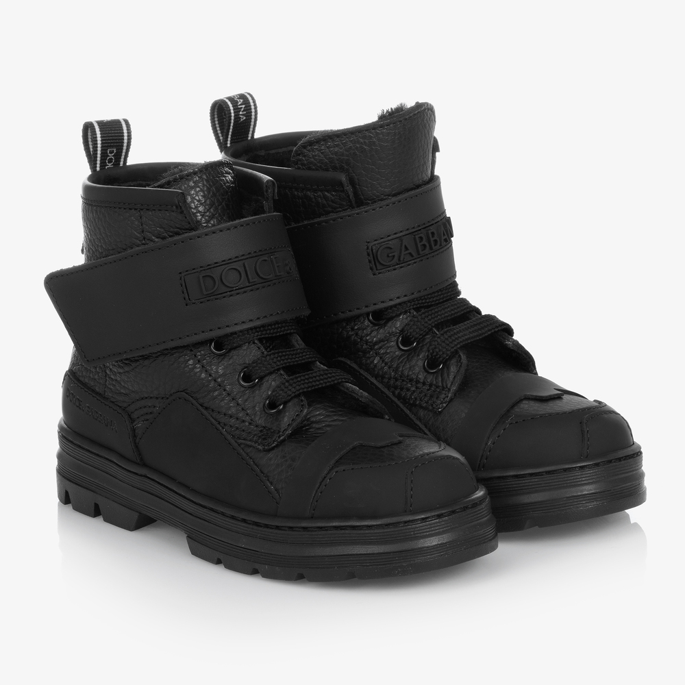 Dolce & Gabbana - Teen Boys Black Leather Boots | Childrensalon