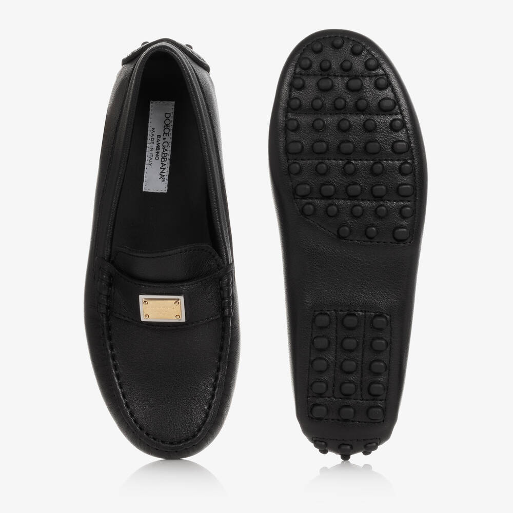 Dolce & Gabbana-Teen Boys Black Leather Moccasins | Childrensalon Outlet
