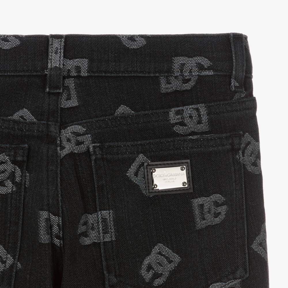 Dolce & Gabbana-Черные джинсы с принтом DG для мальчиков-подростков | Childrensalon Outlet