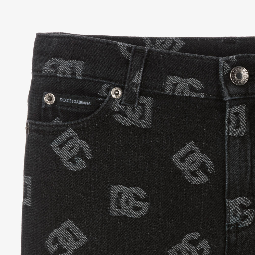 Dolce & Gabbana-Черные джинсы с принтом DG для мальчиков-подростков | Childrensalon Outlet