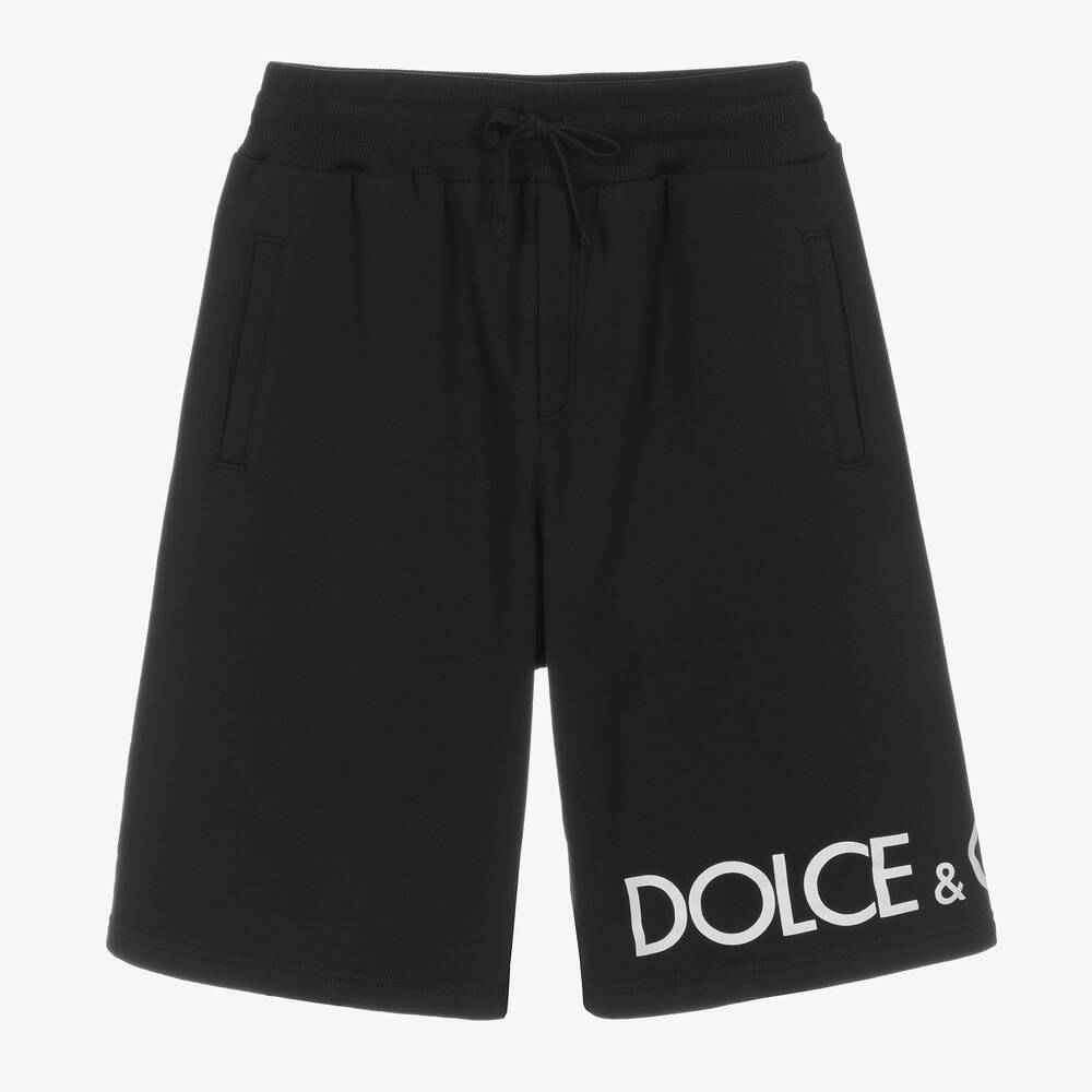 Dolce & Gabbana - Teen Boys Black Logo Jersey Shorts | Childrensalon
