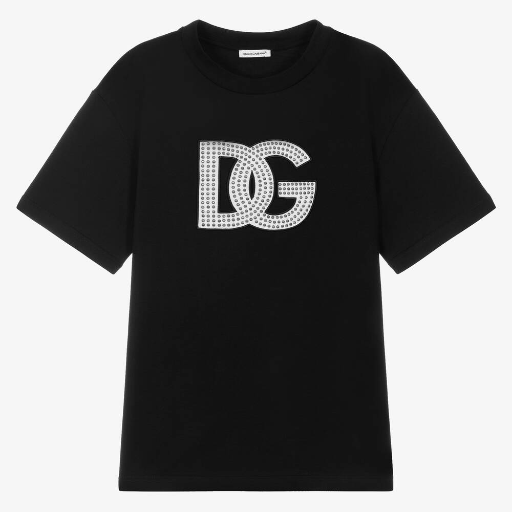 Dolce & Gabbana - Teen Boys Black Logo T-Shirt | Childrensalon