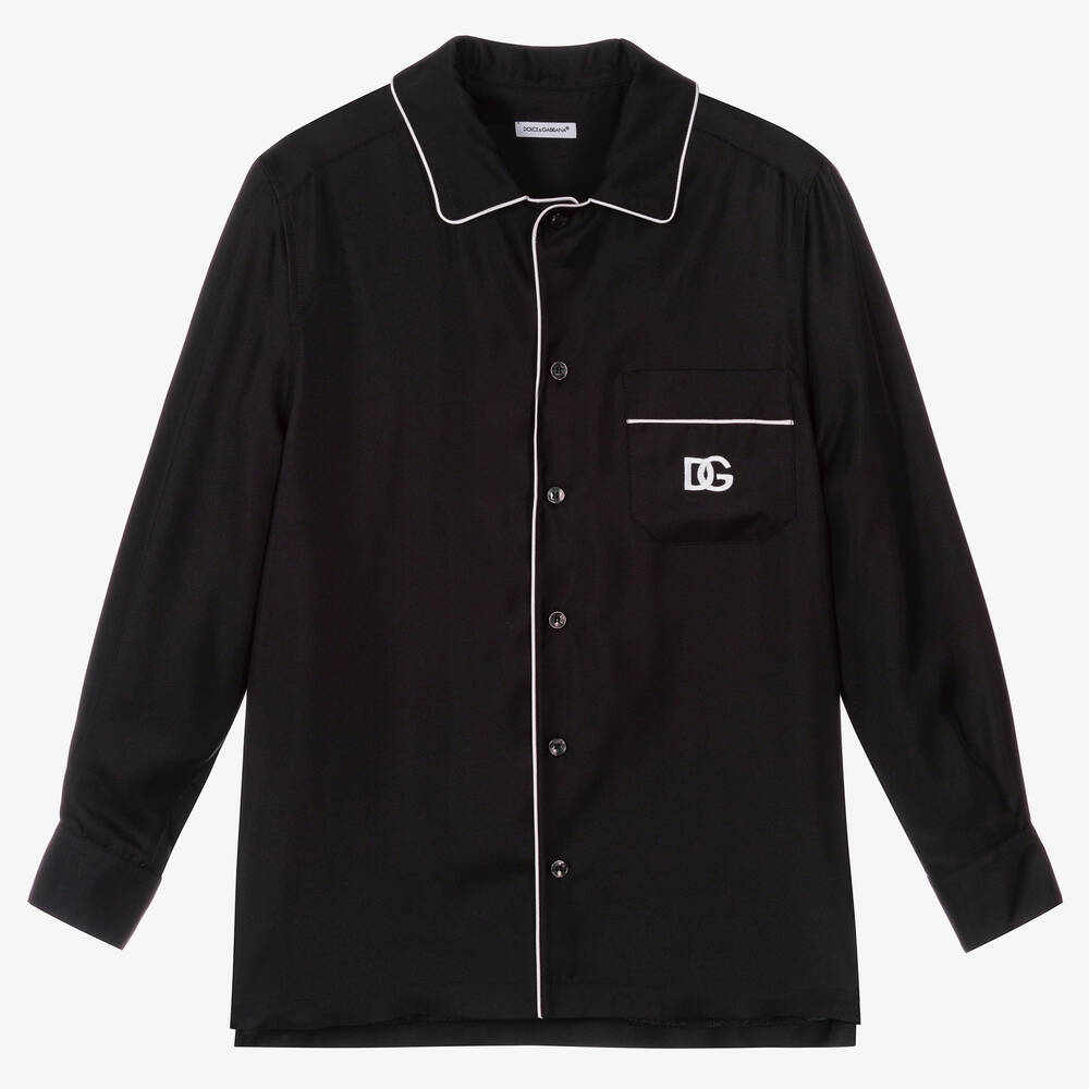 Dolce & Gabbana-Черная шелковая рубашка | Childrensalon Outlet