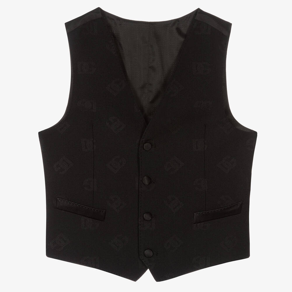 Dolce & Gabbana - جيليه بدلة تينز ولادي مزيج صوف لون أسود | Childrensalon