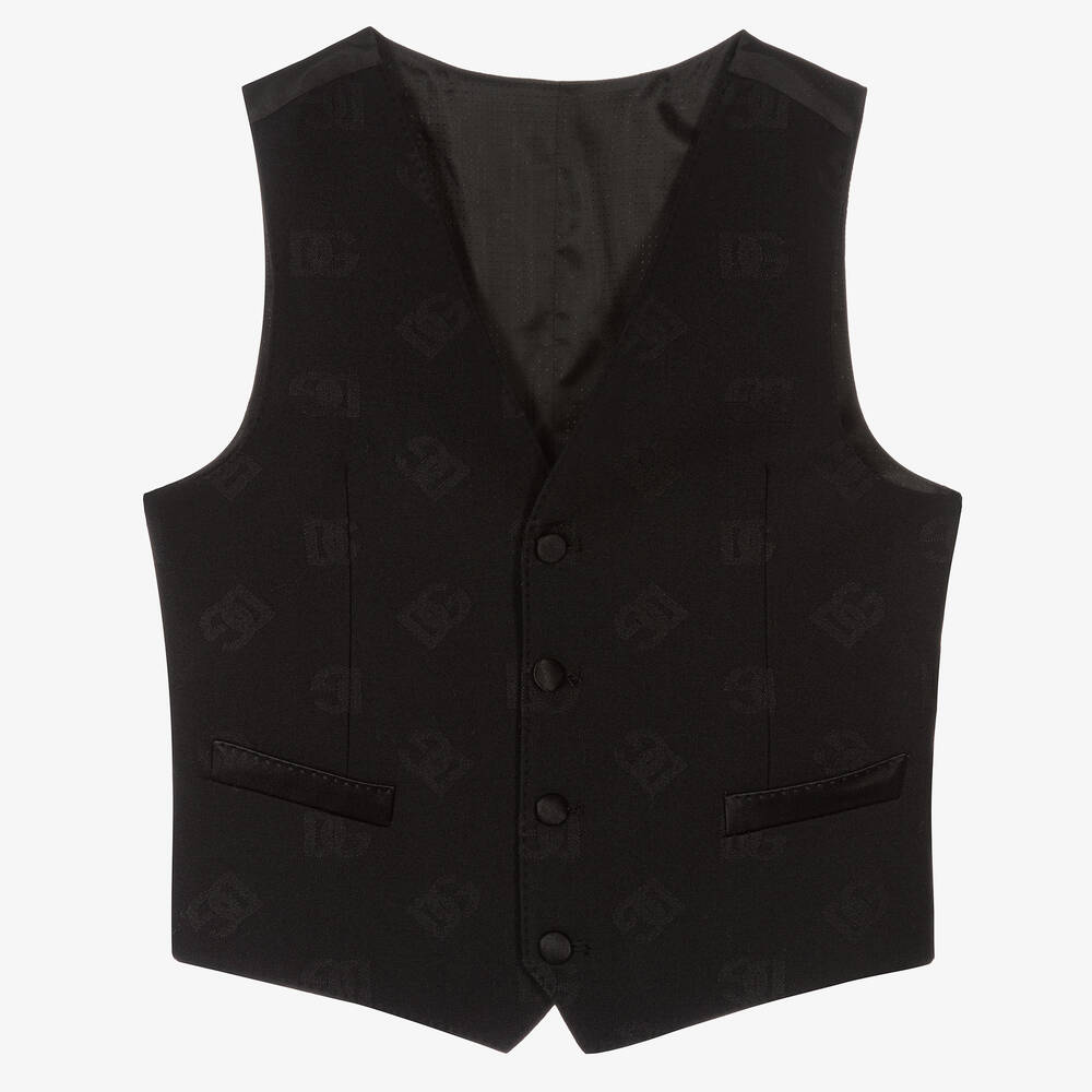 Dolce & Gabbana - Gilet noir en laine mélangée ado | Childrensalon