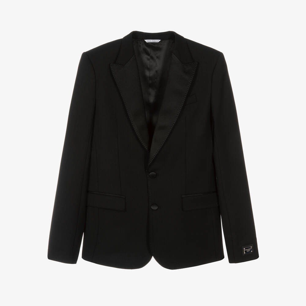 Dolce & Gabbana-Teen Boys Black Wool Tuxedo Jacket | Childrensalon Outlet